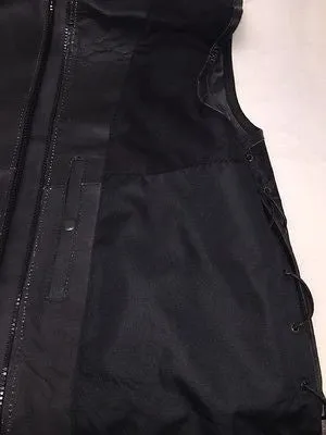 MEN'S LEATHER MOTORCYCLE CLUB VEST W/2 GUN POCKETS SIDE LACES GREAT PRICE