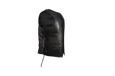 MEN'S MOTORBIKE BUTTER SOFT SIDE LACE BRAIDED LEATHER VEST & 2 GUN POCKETS