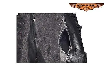 MEN'S MOTORBIKE BUTTER SOFT SIDE LACE BRAIDED LEATHER VEST & 2 GUN POCKETS