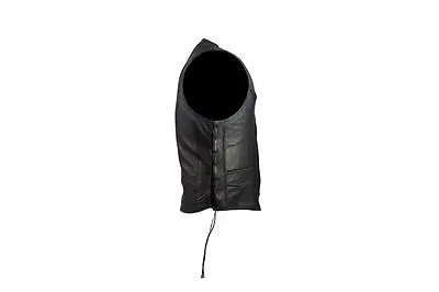 MEN'S MOTORBIKE BUTTER SOFT SIDE LACE BRAIDED LEATHER VEST & 2 GUN POCKETS
