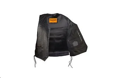 MEN'S MOTORBIKE BUTTER SOFT SIDE LACE BRAIDED LEATHER VEST & 2 GUN POCKETS
