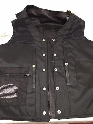 MEN'S MOTORCYCLE 12 POCKET LEATHER VEST W/SIDE LACES & 2 GUN POCKETS COW SKIN
