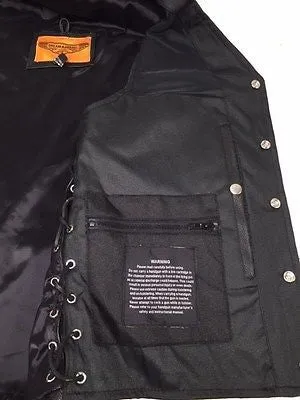 MEN'S MOTORCYCLE 12 POCKET LEATHER VEST W/SIDE LACES & 2 GUN POCKETS COW SKIN