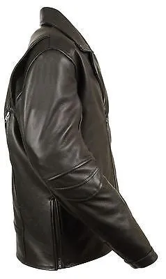 MEN'S MOTORCYCLE BLK TRIPLE STITCH POLICE JACKET W/2 GUN POCKETS COW NAKED