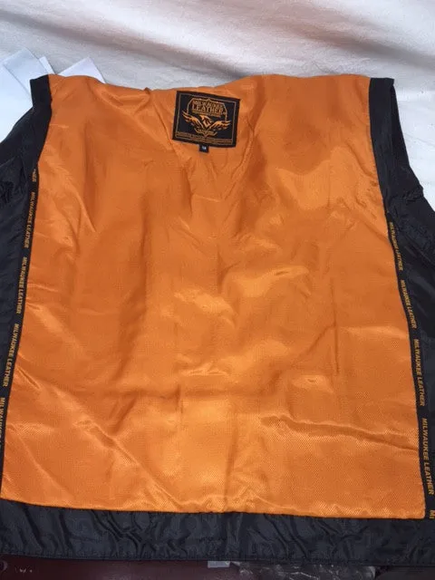 Men's Motorcycle Classic Buffalo Nickle Leather Vest W/2 Gun pockets