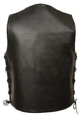 Men's Motorcycle Club vest Side lace leather vest with 2 Gun pockets inside.
