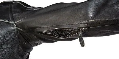 Men's Motorcycle Front Back Reflective Skull Leather jacket