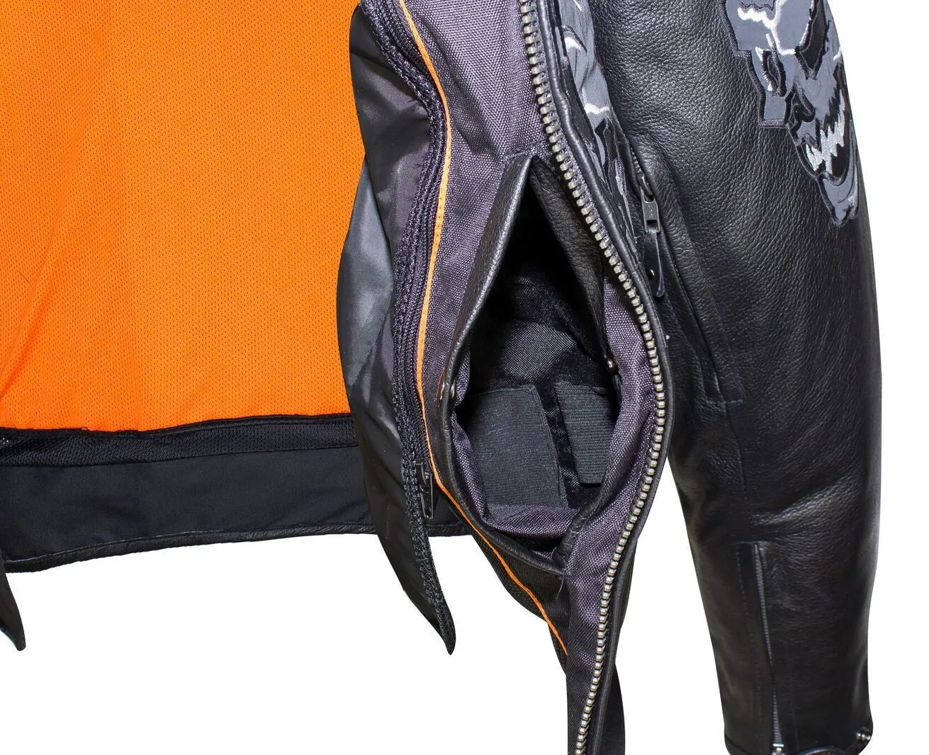 Men's Motorcycle Front Back Reflective Skull Leather jacket