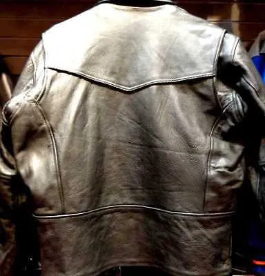 MEN'S MOTORCYCLE MOTORBIKE COW HIDE LEATHER JACKET WITH PISTOL PETE GUN POCKET