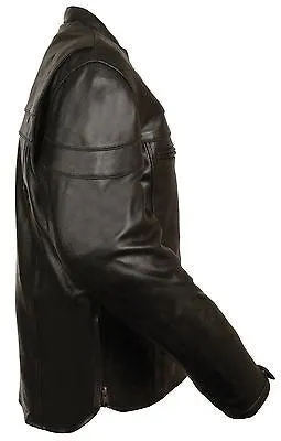 MEN'S MOTORCYCLE SCOOTER JACKET W/ZIPOUT WITH 2 GUN POCKETS INSIDE COW SKIN