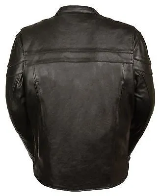 MEN'S MOTORCYCLE SCOOTER JACKET W/ZIPOUT WITH 2 GUN POCKETS INSIDE COW SKIN