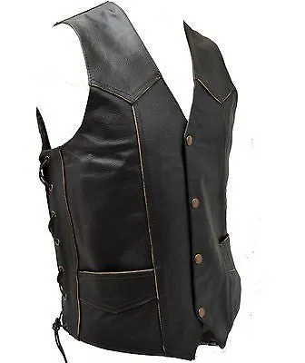 MEN'S MOTORCYCLE SIDE LACE RETRO BRN NATIVE AMERICAN EMBOSSED SINGLE PANEL