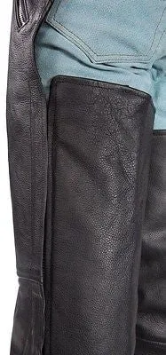 Men's motorcycle soft leather removable liner leather chap with 4 Pockets