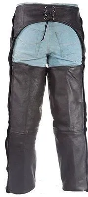 Men's motorcycle soft leather removable liner leather chap with 4 Pockets