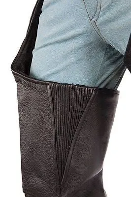 Men's motorcycle soft leather removable liner leather chap with 4 Pockets