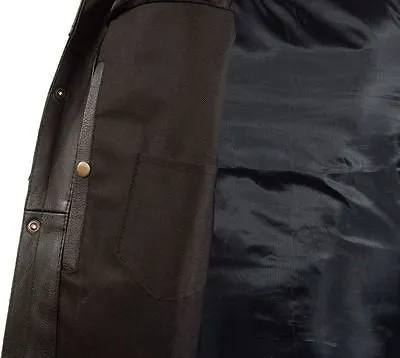 Men's Motorcycle Son Of Anarcy Leather Collarless vest with 2 Gun pockets inside