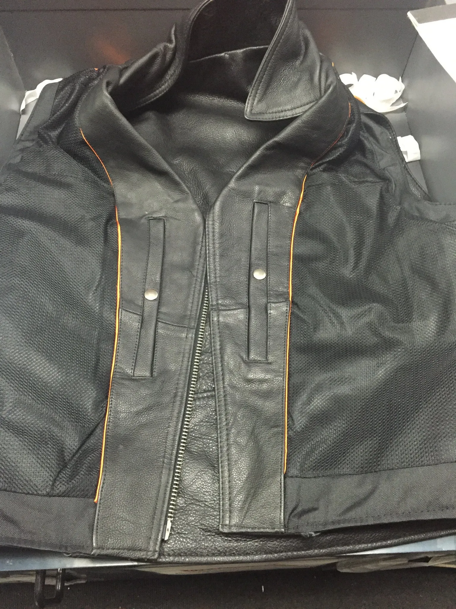 Men's Motorcycle updated rampage double front zipper son of anarcy leather style vest