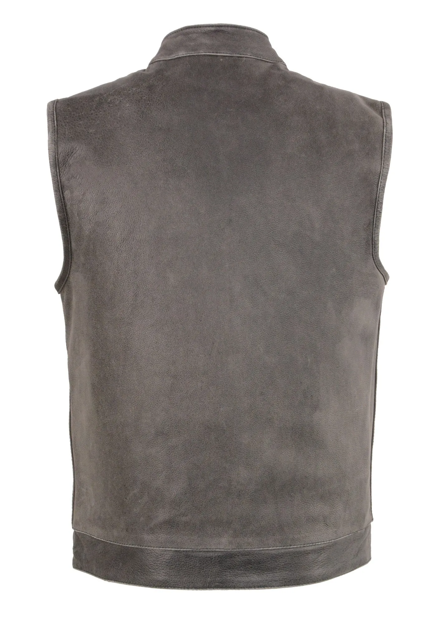 Men's Son of anarcy Distressed Grey motorcycle club leather vest with Gun pockets