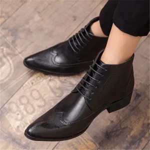 Men's Split Leather Pointed Toe Ankle Boots