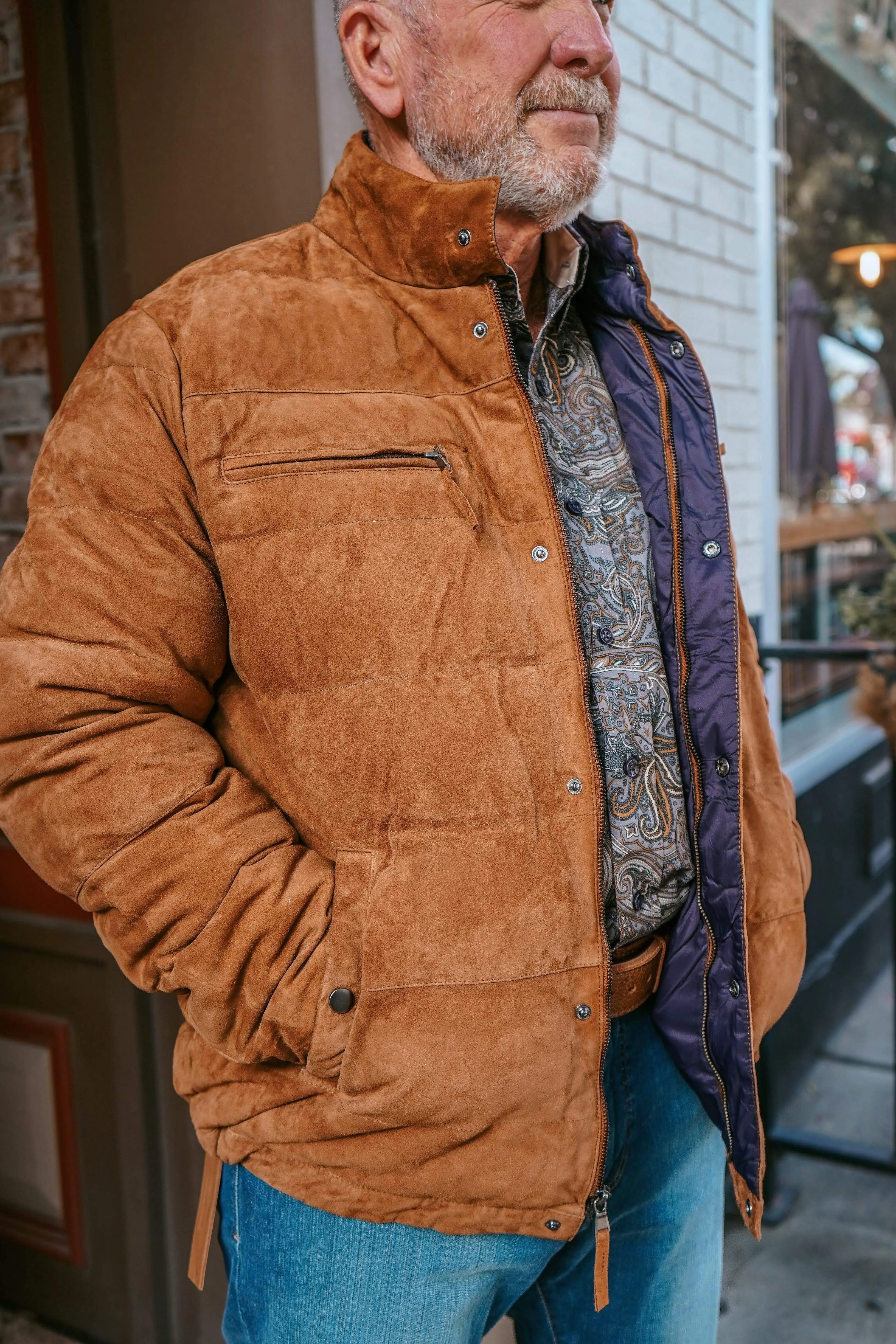 Men's Suede Puff Jacket