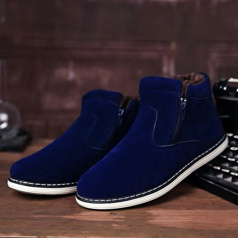Men's Suede Zipper Ankle Boots In 3 Colors