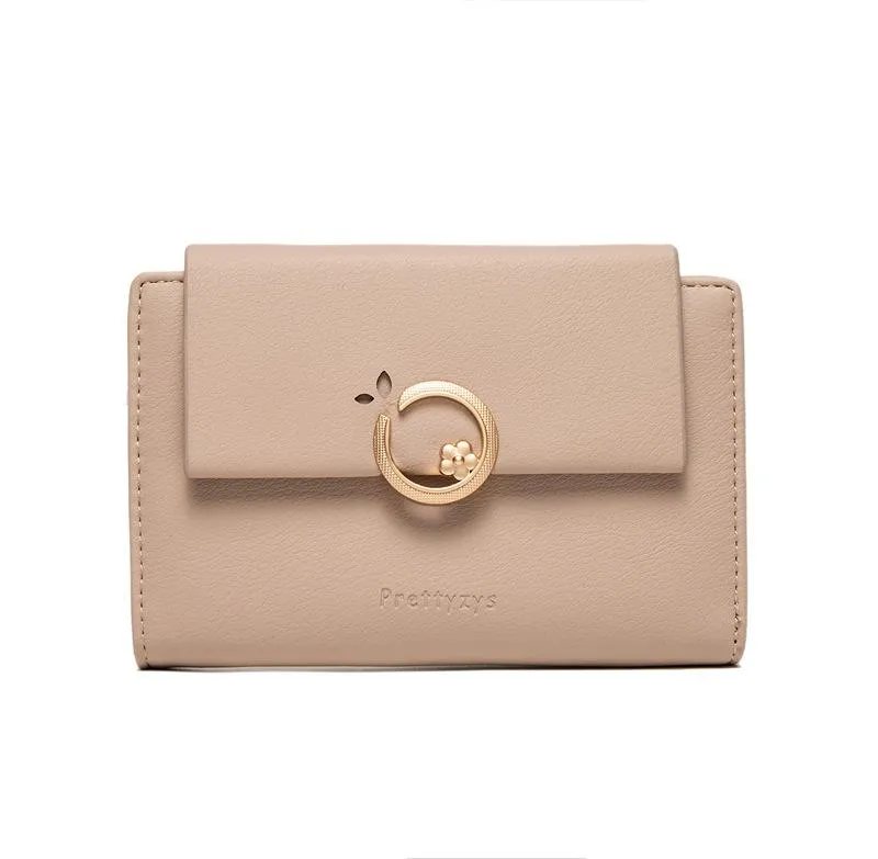 Mid-length Flower Buckle Flip Cover Wallet