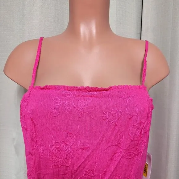 Midnight Doll Gathered Ruffle Flounce Hem Mini Dress Women's Size S Fuschia NWT