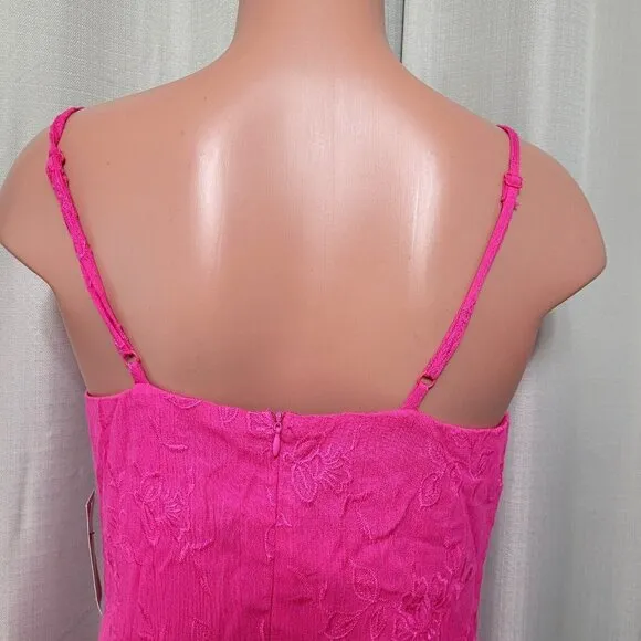 Midnight Doll Gathered Ruffle Flounce Hem Mini Dress Women's Size S Fuschia NWT
