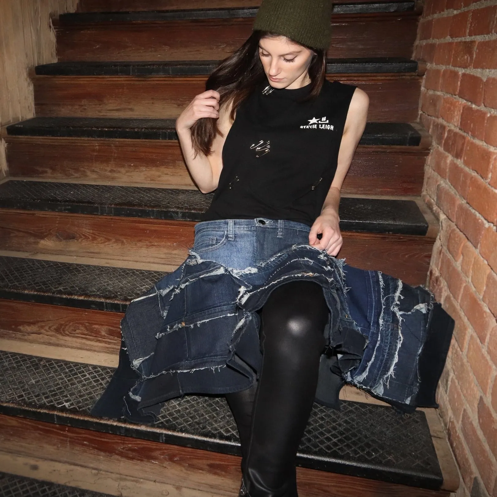 Misery Business - Genderless Upcycled Denim Skirt