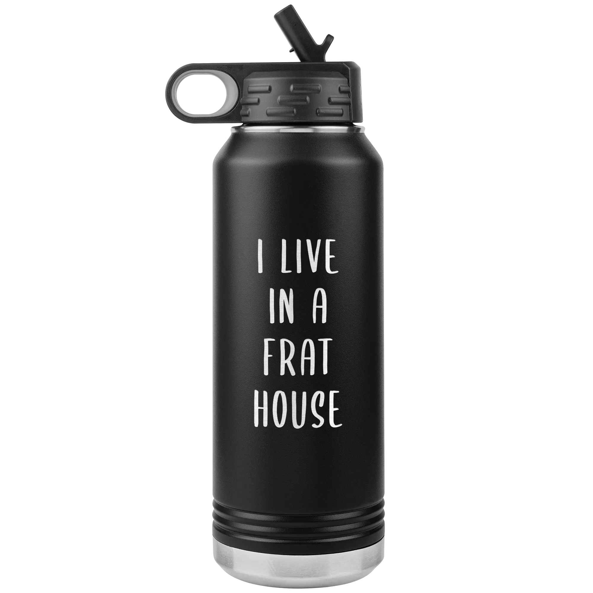 Mom of Boys Gift I Live in a Frat House Insulated Water Bottle Mother's Day Tumbler 32oz BPA Free
