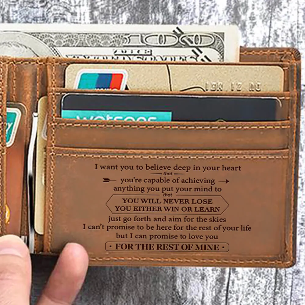 Mom to Son, Bifold Wallet, Engraved Men Wallet