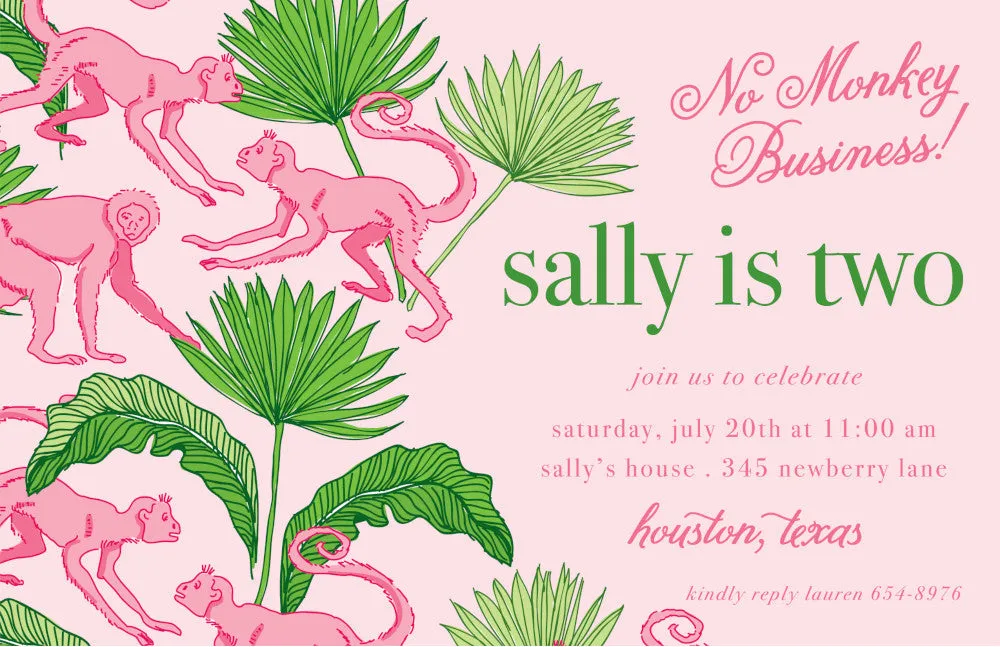Monkey Business Invitation - Landscape