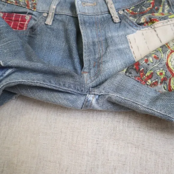 MOTHER Patchwork Skinny Fray Jeans
