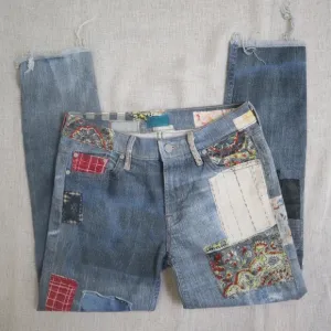 MOTHER Patchwork Skinny Fray Jeans