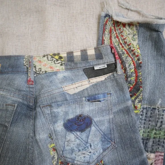MOTHER Patchwork Skinny Fray Jeans