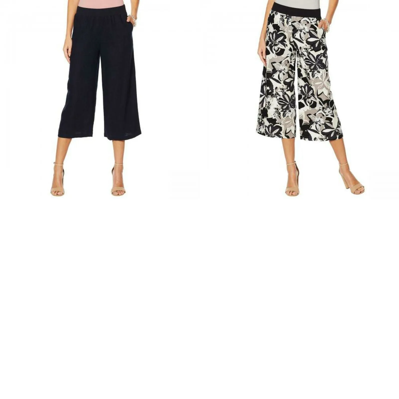 MOTTO Women's Linen Blend Pull On Wide Leg Pants