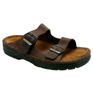 NAOT Mikael Buffalo Brown Leather Double Strap Buckle Slide Sandal Men's Size 11