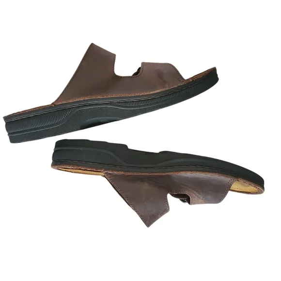 NAOT Mikael Buffalo Brown Leather Double Strap Buckle Slide Sandal Men's Size 11