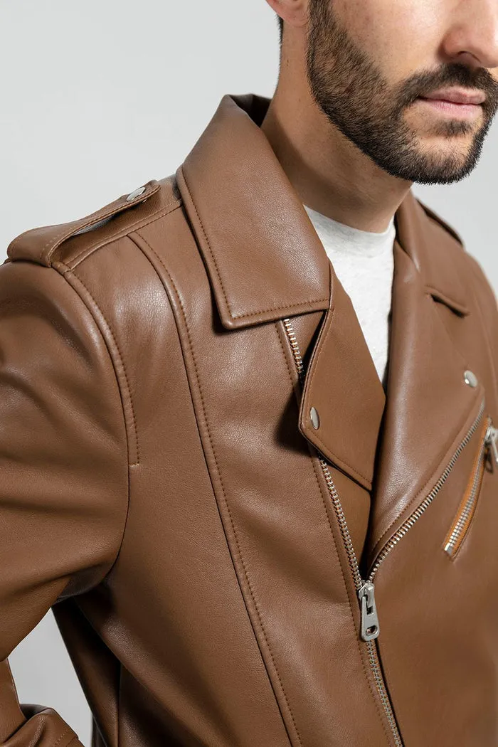 Nash - Men's Vegan Faux Leather Jacket (Camel)