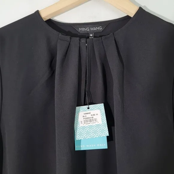 NEW MING WANG Woman Black Classic Career Dress M Long Sleeve Versatile Capsule