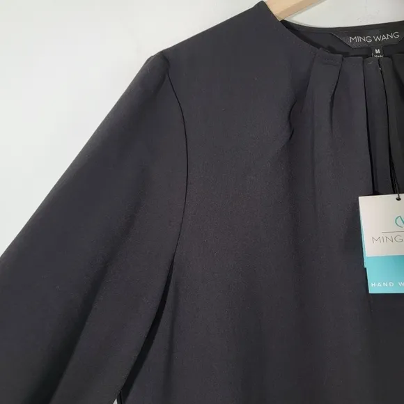 NEW MING WANG Woman Black Classic Career Dress M Long Sleeve Versatile Capsule