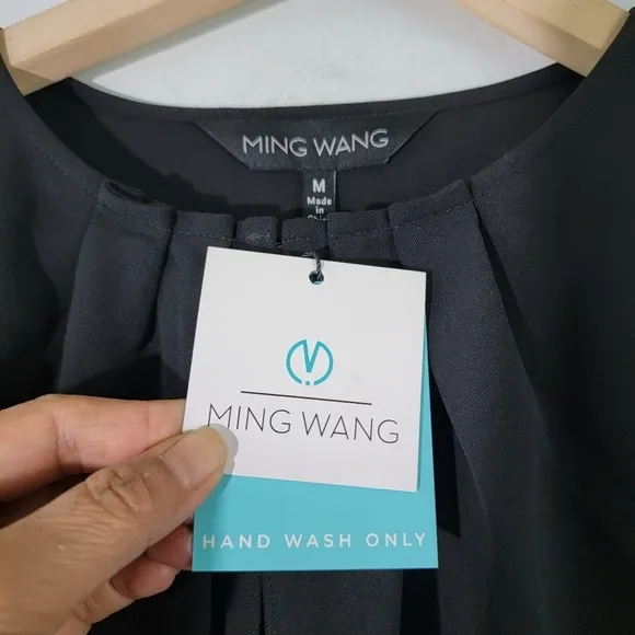 NEW MING WANG Woman Black Classic Career Dress M Long Sleeve Versatile Capsule