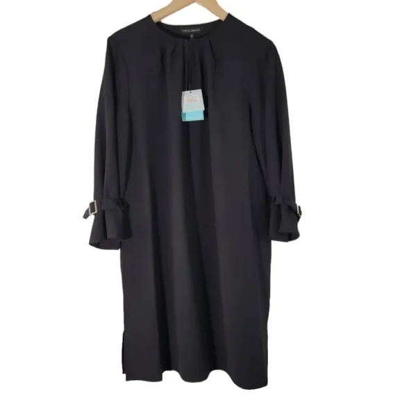 NEW MING WANG Woman Black Classic Career Dress M Long Sleeve Versatile Capsule