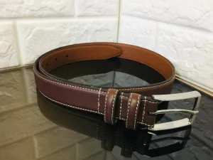 New Nordstrom Men's Shop Genuine Leather Belt in Chili Brown, Sz 36, Retails $90 