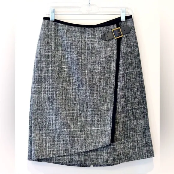 Nic Zoe Faux Wrap A-line Tweed Skirt Size 6 *NEW Black &amp; White