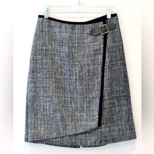 Nic Zoe Faux Wrap A-line Tweed Skirt Size 6 *NEW Black &amp; White