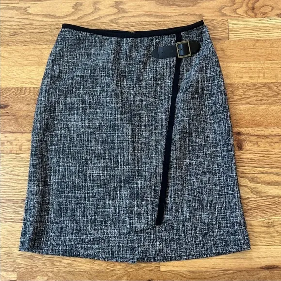 Nic Zoe Faux Wrap A-line Tweed Skirt Size 6 *NEW Black &amp; White