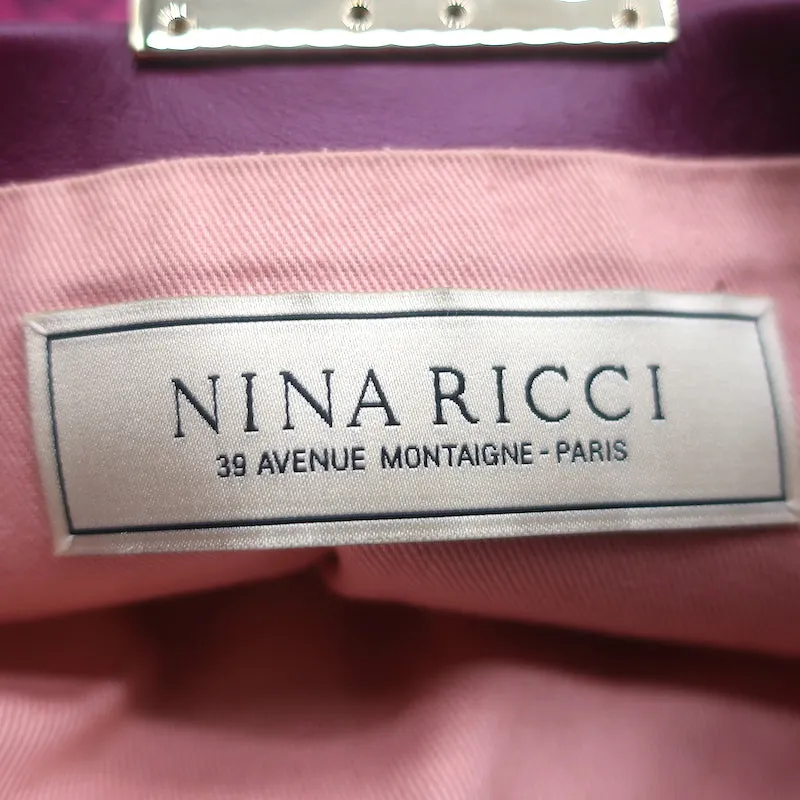 Nina Ricci Chain Strap Small Shoulder Bag Berry Ribbon-Woven Leather