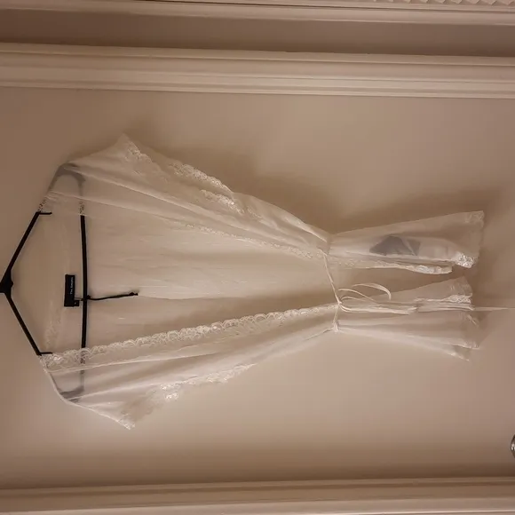 NWOT, The Kooples Metallic White Lace Cardigan