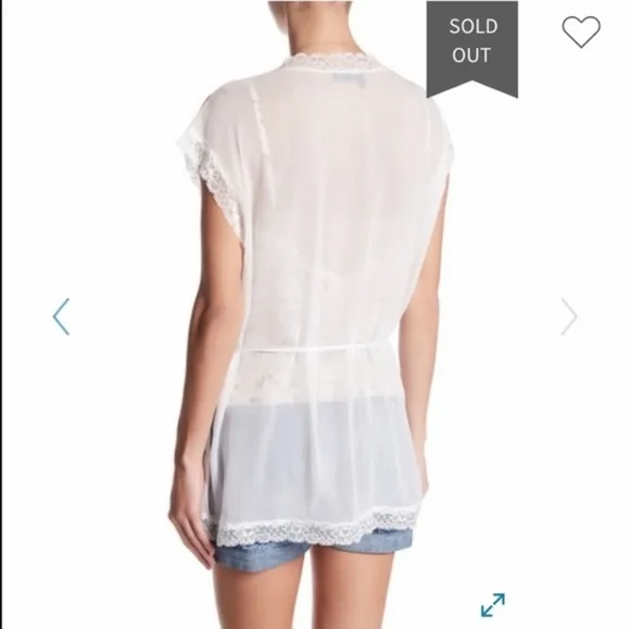 NWOT, The Kooples Metallic White Lace Cardigan